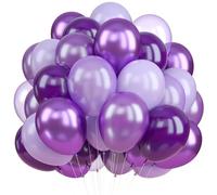 QQ Globos Morados, 60 unidades de 30,5 cm, macaron morado oscuro, perla púrpura, púrpura claro, juego de globos con globos morados metálicos, globos de diferentes tonos para cumpleaños, decoración de