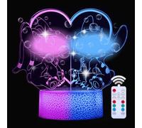 QQAAMZ Stitch Lámpara-3D Led Acrylic Lilo Stitch Lampada Toque Con Control Remoto,Luz Nocturna Para Decoración De Habitación Infantil,Regalos De Cumpleaños Y Navidad