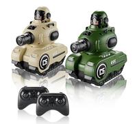 QQCHGOL 2 Piezas Control Remoto Combate Auto, 2,4 GHz RC Batalla Vehículo -Citerna, 360° Rotación Control Remoto Deriva Juguete con LED Luz y Música, Catapulta Muñeca Tanks für 6+ Jahre Niños/Niñas