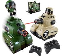 QQCHGOL 2 Piezas Control Remoto Combate Auto,2,4 GHz RC Batalla Vehículo -Citerna,360° Rotación Control Remoto Deriva Juguete,Catapulta Muñeca Tanks für 6+ Jahre Niños/Niñas (versión básica)