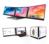 QQH Extensor de Pantalla para computadora portátil, Monitor portátil Triple de 15,6" para computadora portátil con Pantalla IPS FHD ultradelgada, Pantalla Negro 15,6 Pulgadas