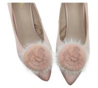 QQLADY 2 clips para zapatos con pompones esponjosos, desmontables, decoración de zapatos de boda, decoración de rosas para zapatos, accesorios para bolsas de zapatos, Metal