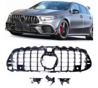 QQLADY Auto Rejilla Delantera para Mercedes Benz W118 W177 CLA45 A45 AMG 2019 2020 2021, Rejilla del Radiador, Parrilla Superior de Parachoques Delantero de Coche, Accesorios para Carrocería