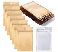 QQLADY Bolsas Ziplock de Papel de Aluminio de Color Dorado para Guardar Joyas, aretes, Anillos, Dulces, Bolsas resellables