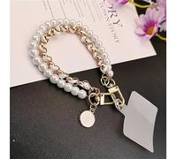 QQLADY Cadena de la Pulsera de la Camelia de la Perla del Cuero del teléfono móvil para la Cuerda de la Mano Anti-pérdida del teléfono