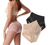QQLADY Calzoncillos moldeadores sin Costuras de Seda de Hielo de Cintura Alta, Bragas Transpirables sin Costuras, Ropa Interior Sexy. (Medium,2PCS)
