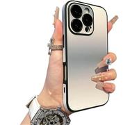 QQLADY Defendcase Gradient Color Lens Film All Inclusive for iPhone Case, Fully Covered Edge Anti-Fall Gradient Color Mobile Case for iPhone 12~16 (for 14 Pro MAX,Gray)