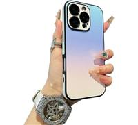 QQLADY Defendcase Gradient Color Lens Film All Inclusive for iPhone Case, Fully Covered Edge Anti-Fall Gradient Color Mobile Case for iPhone 12~16 (for 15 Pro MAX,Blue)