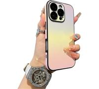 QQLADY Defendcase Gradient Color Lens Film All Inclusive for iPhone Case, Fully Covered Edge Anti-Fall Gradient Color Mobile Case for iPhone 12~16 (for 14,Yellow)