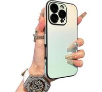 QQLADY Defendcase Gradient Color Lens Film All Inclusive for iPhone Case, Fully Covered Edge Anti-Fall Gradient Color Mobile Case for iPhone 12~16 (for 12,Green)