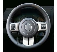 QQLADY Funda para Volante para Jeep Grand Cherokee 2011 2012 2013, Cubiertas del Volante de Bricolaje, Funda de Cuero para Volante de Coche Cosida a Mano, Antideslizante y Suave,A Blackline