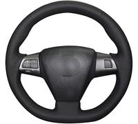 QQLADY Funda para Volante para Toyota Auris 2010-2012, Cubiertas del Volante de Bricolaje, Funda de Cuero para Volante de Coche Cosida a Mano, Antideslizante y Suave,A Blackline