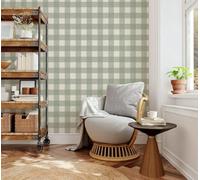 QQLADY Rollo de Papel Pintado a Cuadros Verde Neutro Papel de Pared Grande para decoración de Dormitorio Cubierta de Pared autoadhesiva