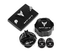 QQLADY Z For MT07 MT-07 MT 07 FZ07 2015-2025 2024 2023 2022 Cubierta de depósito de líquido de Freno Delantero Trasero Tapa de llenado de Aceite válvula de neumático X(1 Set-Black)