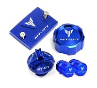 QQLADY Z For MT07 MT-07 MT 07 FZ07 2015-2025 2024 2023 2022 Cubierta de depósito de líquido de Freno Delantero Trasero Tapa de llenado de Aceite válvula de neumático X(1 Set-Blue)