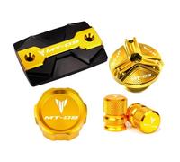 QQLADY Z For MT09 MT-09 FZ09 2015-2019 2020 Piezas de Motocicleta CNC Tapa de llenado de Aceite Tapas de depósito de Tanque de líquido de Frenos Delantero y Trasero X(4-Gold)