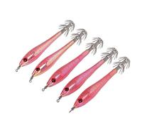 Qqmora Anzuelos de Calamar de Simulación, 5 uds., Cebo Artificial Duradero para Equipo de Pesca, Diseño Ligero y Portátil de Doble Gancho (#2)