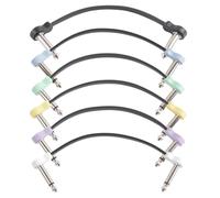 Qqmora Cables de Pedal de Guitarra Paquete de 6 Cables de Conexión de Ángulo Recto TS de 6,35 Mm de Colores para Tablero de Pedal de Efectos Sin Oxígeno Núcleo de Cobre PVC Suave