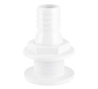 Qqmora Conector Marino Duradero de 1-1/4 Pulgadas a Través del Casco para Sistemas de Plomería de Barcos, Plástico Blanco, 1 Unidad