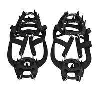 Qqmora Crampones de Hielo con 18 Puntas para Mejorar la Tracción en Nieve y Hielo para Senderismo, Caminar y Escalar - Negro - M (Talla de Zapato 35-42) - 1 par