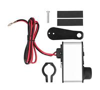 Qqmora Encendedor de Cigarrillos para Moto Cargador USB Dual Toma de Corriente QC 3.0 Plata para Motos, Instalación del Cable de Alimentación Batería Manillar Espejo Retrovisor