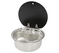 Qqmora Fregadero RV, Lavabo de Mano de Acero Inoxidable con Tapa de Vidrio Templado para Campistas, Yates, Tamaño de 16 Pulgadas