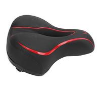 Qqmora Funda para Sillín de Bicicleta de Espuma Viscoelástica de Alta Densidad con Bolas de Goma a Prueba de Golpes para una Conducción Cómoda, Material Impermeable, Negro Rojo, 1 Unidad