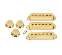 Qqmora Guitar Pickup Cover Knobs Golden Plastic 6 Hole Switches Tip Set Tone Knob Sets for Electric Guitars Accessories 3Pcs