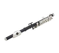 Qqmora Instrumento Musical Profesional Desmontable Plateado C Piccolo con Caja de Cuero de PU Juego de Herramientas de Limpieza para Músicos Estudiantes Artistas de Banda (Negra)