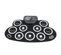 Qqmora Juego de Batería Electrónica con Pedal Plegable, Kit de Batería Enrollable Ideal para Practicar con Sonido Claro para Bateristas Principiantes