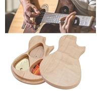 Qqmora Juego de Púas de Guitarra, Caja de Almacenamiento Grabada en Madera de Arce Macizo con 3 Púas, Gran Regalo para Guitarristas para Amantes de la Música
