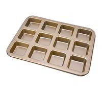 Qqmora Mini Moldes para Hornear Pan de Acero Al Carbono Antiadherente, Ideales para Brownies Masticables y Mini Pasteles para Hornear en Casa, 12 Cavidades, 10,5 X 14,0 Pulgadas (Molde para