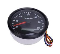 Qqmora Tacómetro de 4.331 in con Retroiluminación de 7 Colores, Pantalla de Velocidad del Motor de Alta Precisión de 6000 RPM para Camiones, Tractores, Remolques, (Esfera negra Bisel negro CXA007B)