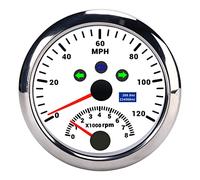 Qqmora Velocímetro GPS de 85 Mm con Retroiluminación Roja, Tacómetro LCD Preciso para Automóviles de 12 V/24 V, Barcos, Vehículos Todo Terreno, Acero Inoxidable Resistente Al Agua ((Blanco CX8192))