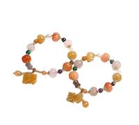 QQNQQ Pulsera, pulsera de cristal, pulsera de jade Pi Xiu Feng Shui, pulsera de riqueza, brazalete de jade amarillo del desierto de Gobi, pulsera de cristal antigua(Yellow)