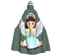 qqoupp Capa con capucha para adultos con estampado de ángel pequeño y lindo para Halloween, capa con capucha súper grande con pajarita, sin cremallera