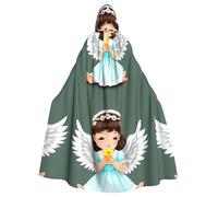 qqoupp Capa con capucha para adultos con estampado de ángel pequeño y lindo para Halloween, capa con capucha súper grande con pajarita, sin cremallera