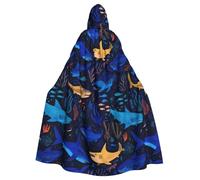 qqoupp Sharks Under The Sea Prints - Capa con capucha para adultos de Halloween, capa con capucha súper grande con pajarita, sin cremallera