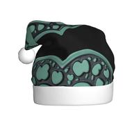 qqoupp Sombrero de Navidad con estampado de huellas en corazón verde para adultos, para Navidad, Halloween, Año Nuevo, ventas, promociones