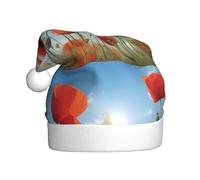 qqoupp Sombrero de Navidad con patrón de amapolas en cielo azul para adultos, para Navidad, Halloween, Año Nuevo, ventas, promociones