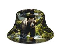 qqoupp Sombrero reflectante con estampado de oso marrón para hombres y mujeres, ligero, transpirable, plegable