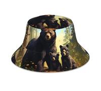 qqoupp Sombrero reflectante con estampado familiar de oso negro para hombres y mujeres, ligero, transpirable, plegable