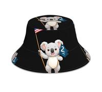 qqoupp Sombrero reflectante Koala Leading The Team Prints para hombres y mujeres unisex, ligero, transpirable, plegable, color negro
