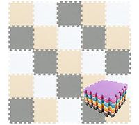 qqpp Alfombra Puzzle para Niños Bebe Infantil - Suelo de Goma EVA Suave. 18 Piezas (30 * 30 * 1cm), Blanco, Beige, Gris.QQC-AJLb18N