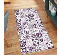 QQrunner Alfombra bohemia lavable para pasillo, color morado, 80 x 500 cm, decoración del hogar, alfombra antideslizante para pasillo de cocina