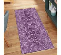 QQrunner Alfombra bohemia para pasillo, dormitorio, lavable, color morado, 110 x 350 cm, decoración del hogar, alfombra antideslizante para pasillo de cocina
