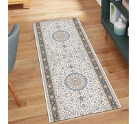 QQrunner Alfombra de pasillo antideslizante, larga, color gris, estilo bohomia, 110 x 280 cm, se vende por metros, lavable, pelo corto, poliéster para salón, alfombra atrapa la suciedad