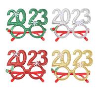 QQY Gafas de Navidad, 4 nuevos juegos de gafas de fiesta de Navidad, marco de gafas de Navidad (2023)