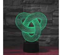 QQY Luz nocturna 3D, LED colorido 3D ilusión óptica lámpara táctil remoto USB noche luz mesita de noche mesa lámpara de escritorio para niños niñas niños regalos (Anillo doble)