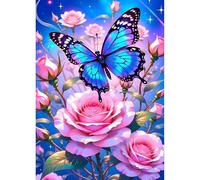 QQYRHN 5D Schmetterling Diamond Painting Kit für Erwachsene Anfänger Rosa Blumen Diamant Kunst Kits Vollständiges DIY Fantasie Diamantstickerei-Set Perfekt zur Entspannung und Dekor 30x40 cm